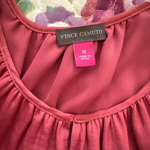 Gorgeous rose ruffle soft Vince Camuto bogo midi dress NWT 1X washable - Picture 3 of 6